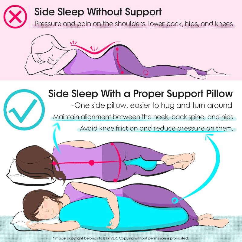 BYRIVER C-Shaped Pregnancy Pillow with Cover - C-Shaped Body Pillow for Back Pain, Leg Elevation & Hip, Soft Hypoallergenic Bed Pillow for Side Sleepers, Maternity & Postpartum Use, Travel-Friendly (Knee & Lower Back Pain,