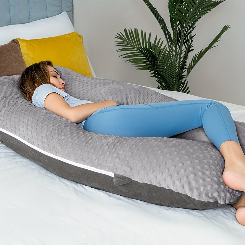 QUEEN ROSE Pregnancy Pillows, U Shaped Full Body Pillow for Pregnancy Sleeping, Maternity Pillow for Pregnant Women Pain, with Beige Minky Dot Velvet Cover