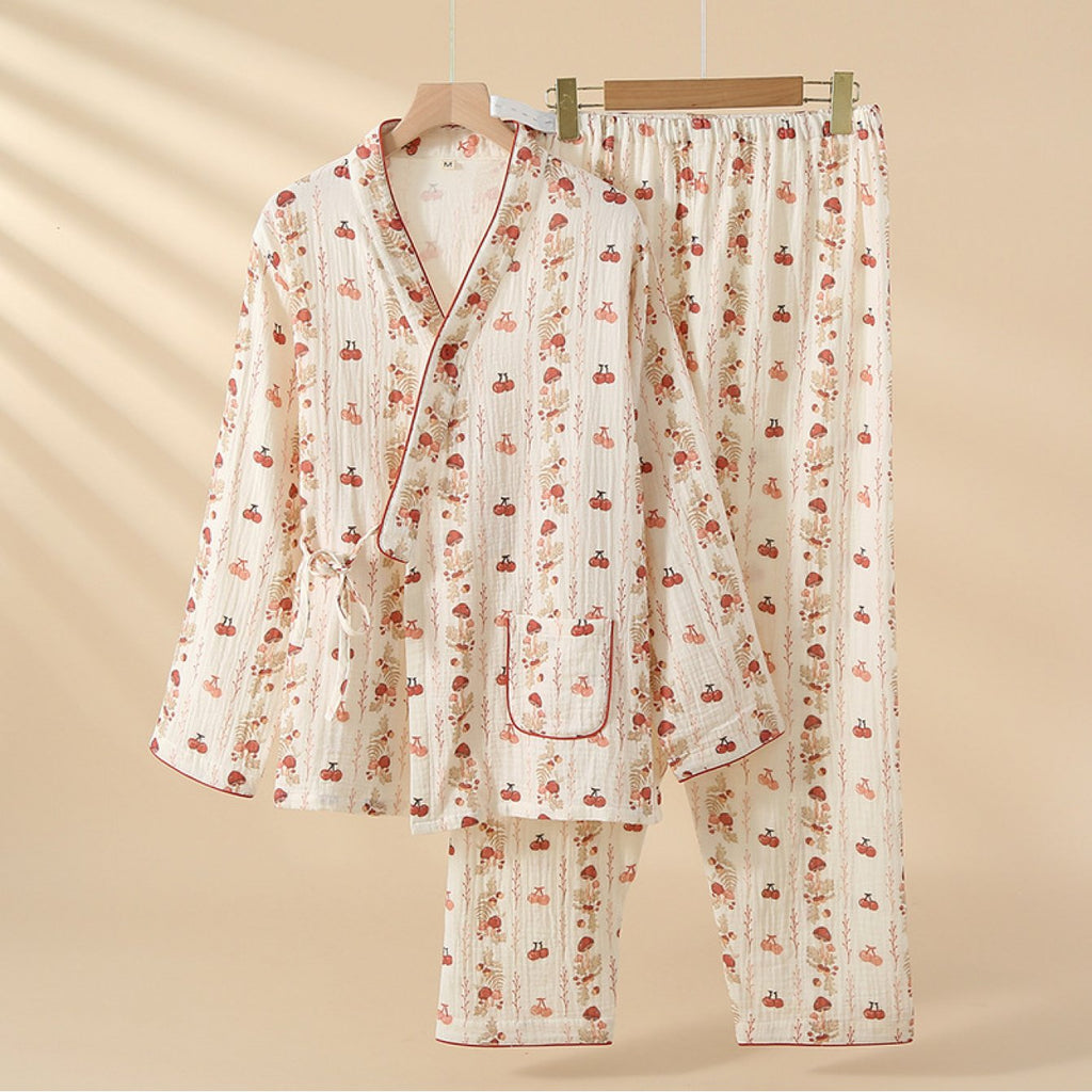 New Spring and Autumn Gauze, Long-sleeved, Thin Summer Style, Postpartum Nursing Maternity Wear, Home Wear Pregnant Women