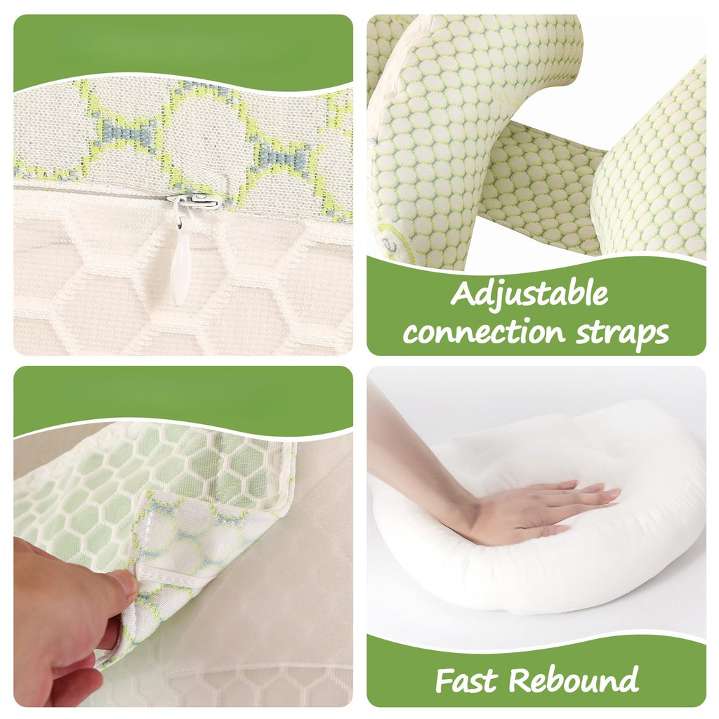 This H-shaped Full-body Maternity Pillow Is a 3-in-1 Maternity Sleep Pillow with a Removable Pillowcase, Providing Support for the Pregnant Woman's Back, Abdomen, Hips, and Legs.