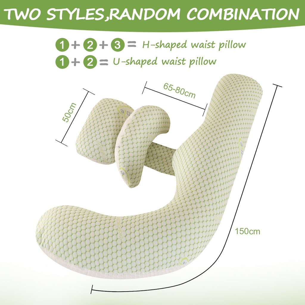 This H-shaped Full-body Maternity Pillow Is a 3-in-1 Maternity Sleep Pillow with a Removable Pillowcase, Providing Support for the Pregnant Woman's Back, Abdomen, Hips, and Legs.