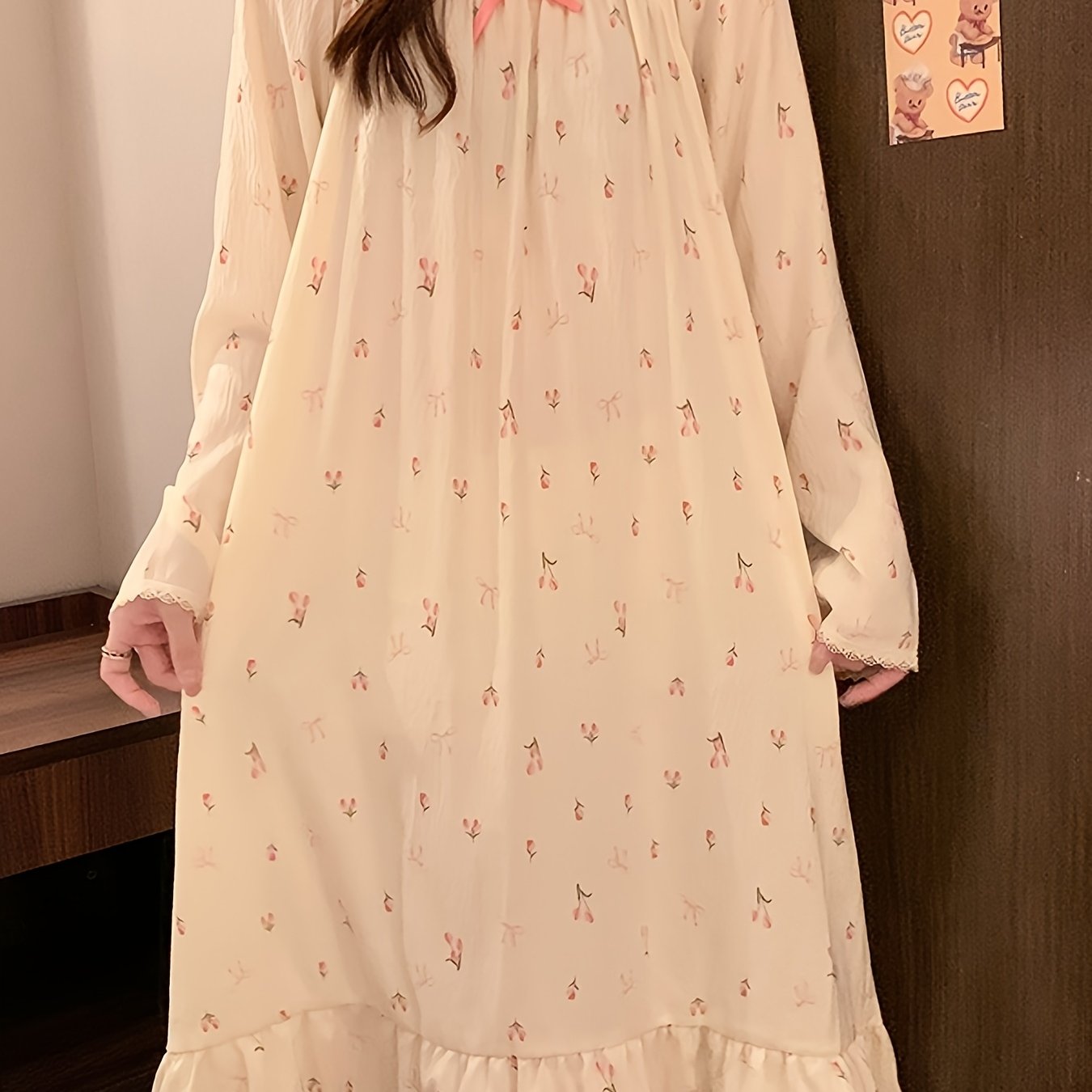 2026 New Lightweight Cloud Pajamas for Women, Suitable for Spring And Autumn, Plus Size Maternity Loungewear, Long Sleeve Nightgown with a Sweet Princess Style