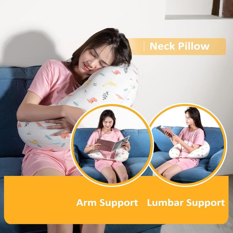 BYRIVER C-Shaped Pregnancy Pillow with Cover - C-Shaped Body Pillow for Back Pain, Leg Elevation & Hip, Soft Hypoallergenic Bed Pillow for Side Sleepers, Maternity & Postpartum Use, Travel-Friendly (Knee & Lower Back Pain,