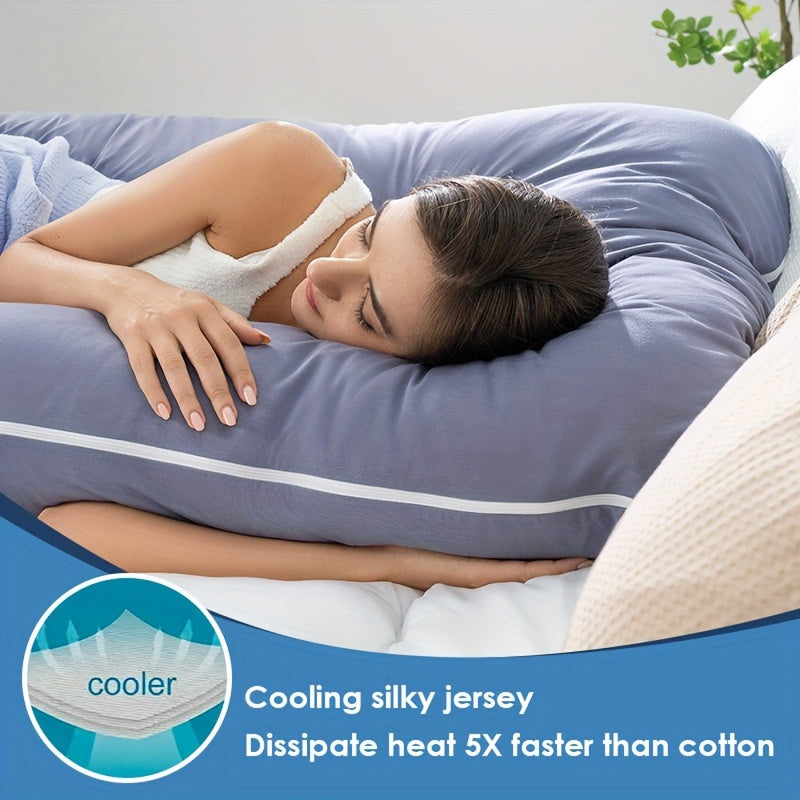 Classic U-Shaped Maternity Pillow, Pillowcase Made of Viscose from Bamboo, Y Soft, 360° Body Support, Cooling Sleep All Night