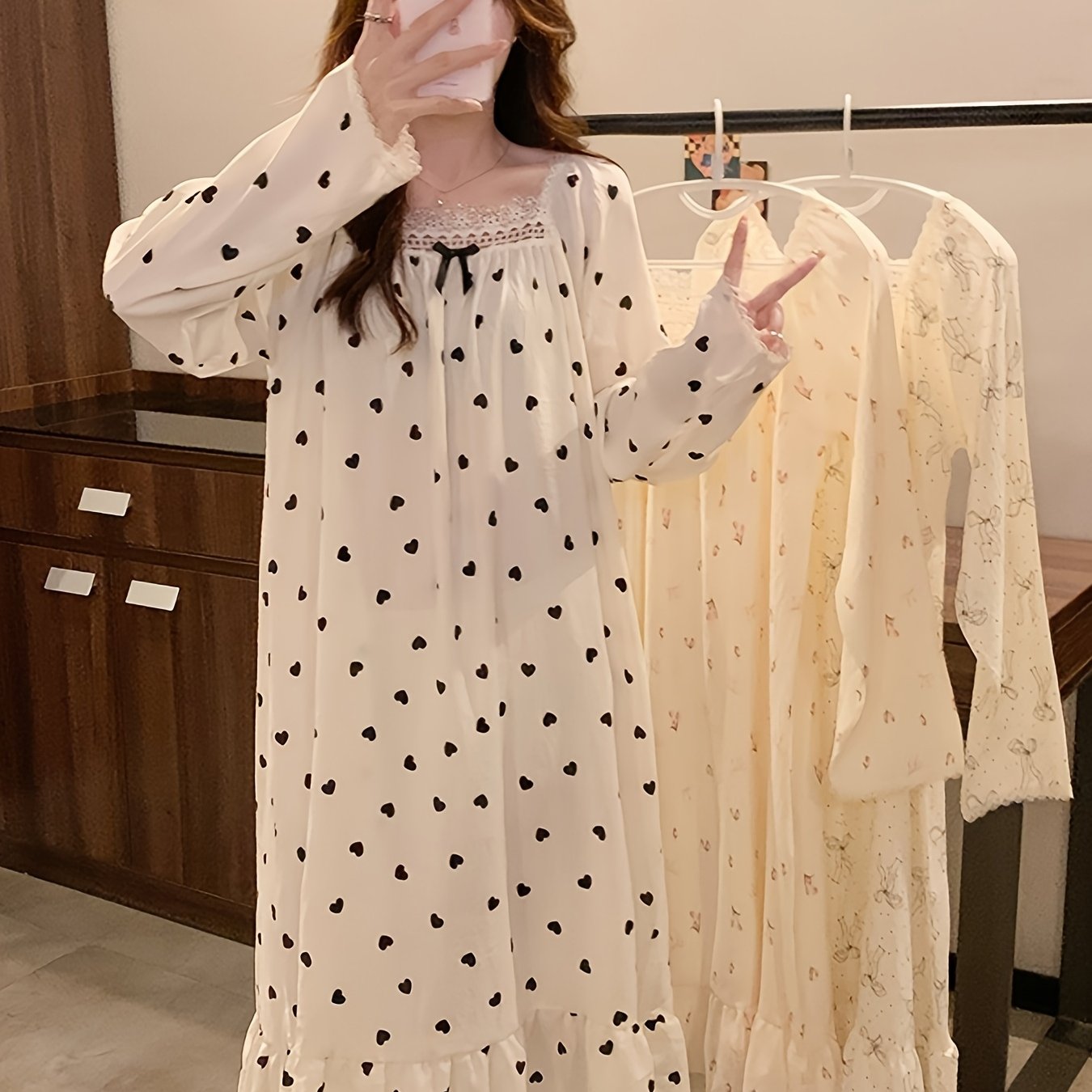 2026 New Lightweight Cloud Pajamas for Women, Suitable for Spring And Autumn, Plus Size Maternity Loungewear, Long Sleeve Nightgown with a Sweet Princess Style