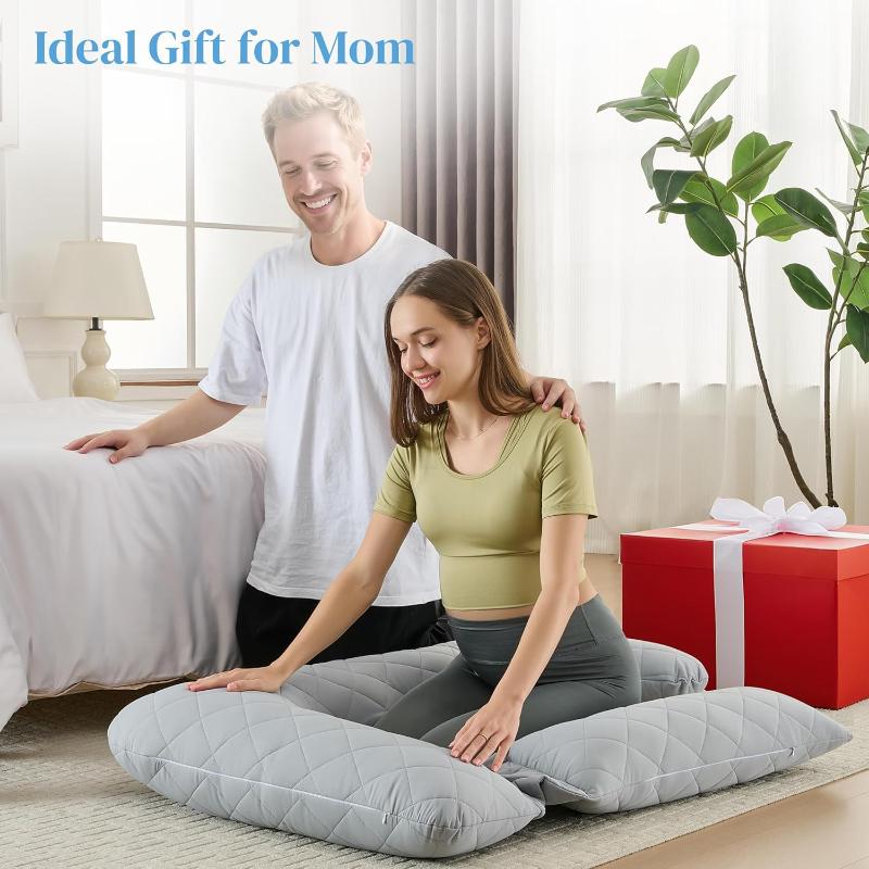 Extra Soft Cooling Pregnancy Pillow - U-Shaped Full Body Maternity Pillow with Removable Diamond Quilted Cool Fabric, 51 Inch Large Support for Back, Belly, Legs & Hips, Machine Washable Maternity Bedding Gift for Pregnant Women