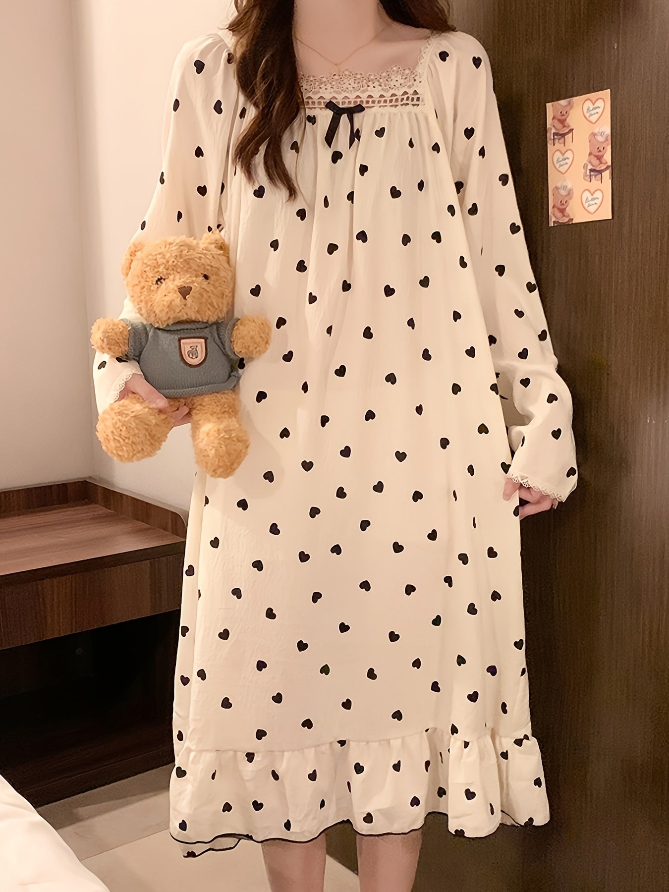 2026 New Lightweight Cloud Pajamas for Women, Suitable for Spring And Autumn, Plus Size Maternity Loungewear, Long Sleeve Nightgown with a Sweet Princess Style