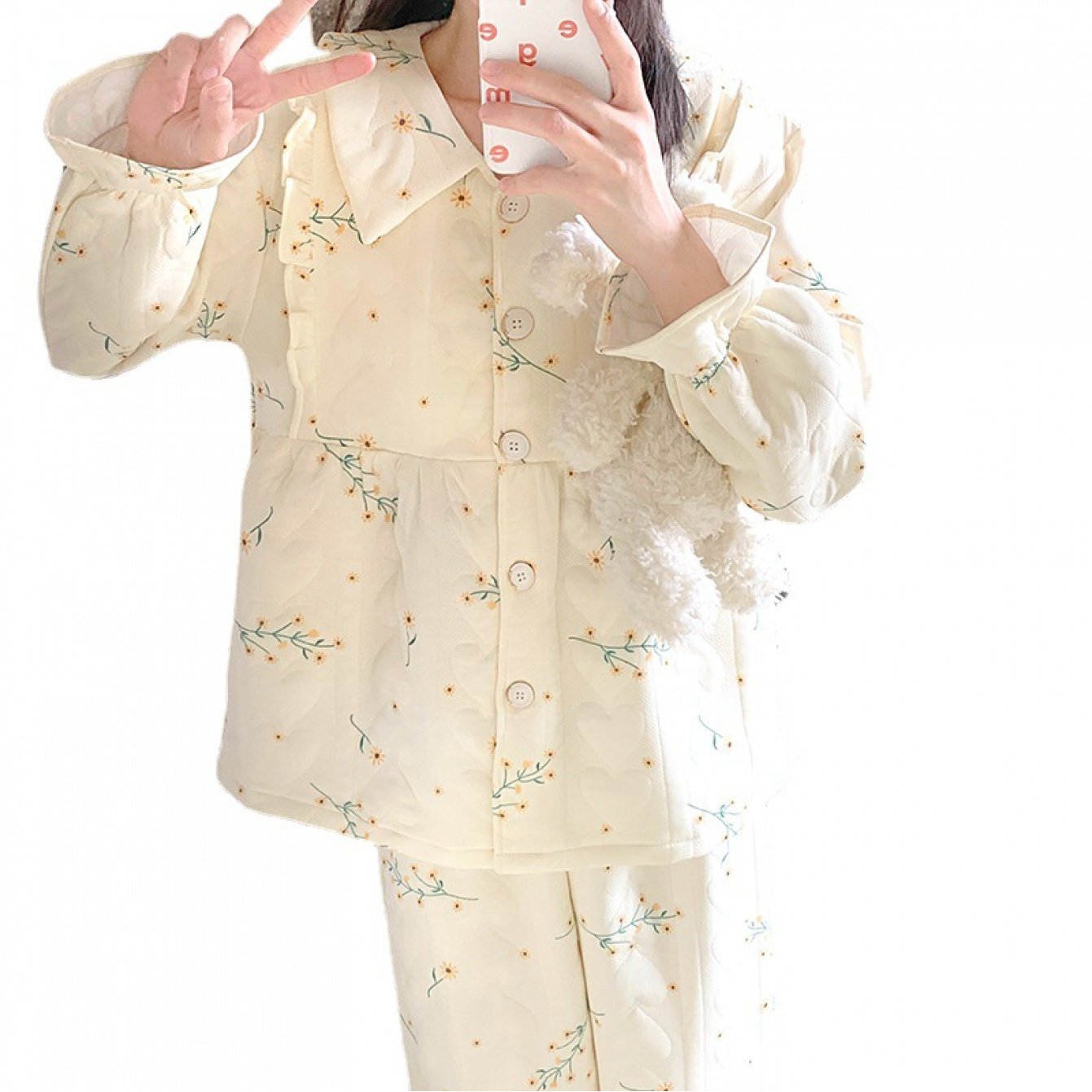 Autumn Winter New Air Maternity with Chest Pads Thickened Version Pregnant Women Sleepwear Outing Nursing Clothes Two-Piece Set