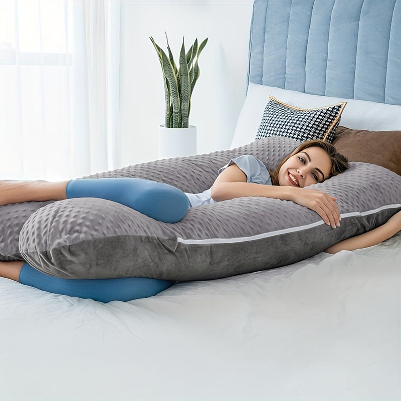 QUEEN ROSE Pregnancy Pillows, U Shaped Full Body Pillow for Pregnancy Sleeping, Maternity Pillow for Pregnant Women Pain, with Beige Minky Dot Velvet Cover