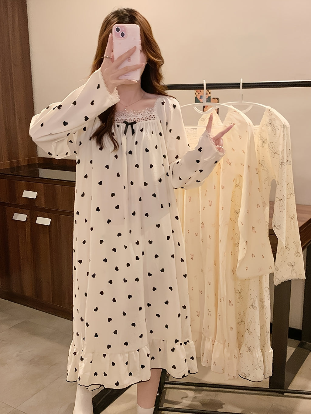 2026 New Lightweight Cloud Pajamas for Women, Suitable for Spring And Autumn, Plus Size Maternity Loungewear, Long Sleeve Nightgown with a Sweet Princess Style