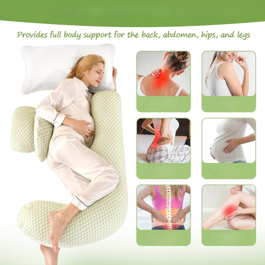 This H-shaped Full-body Maternity Pillow Is a 3-in-1 Maternity Sleep Pillow with a Removable Pillowcase, Providing Support for the Pregnant Woman's Back, Abdomen, Hips, and Legs.