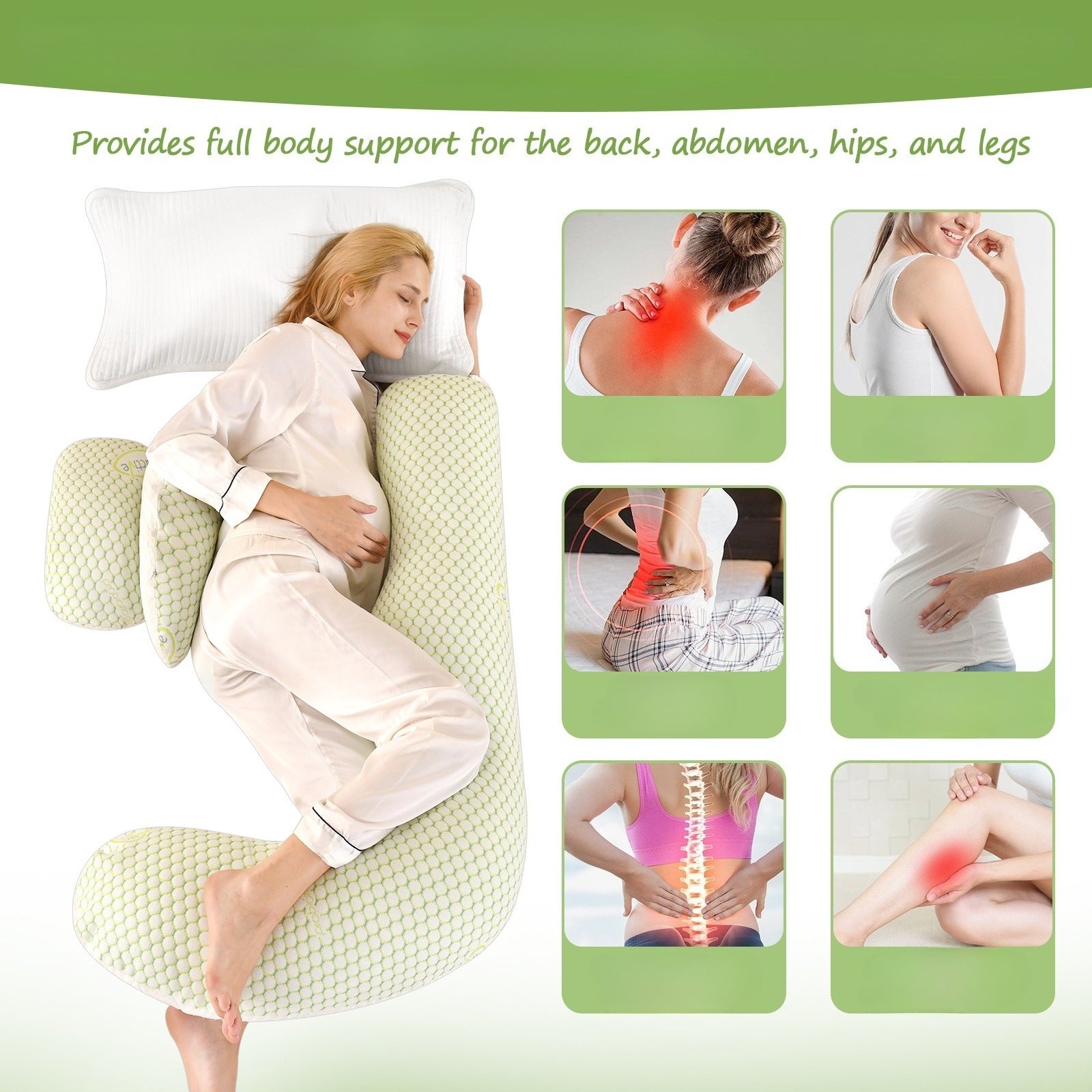 This H-shaped Full-body Maternity Pillow Is a 3-in-1 Maternity Sleep Pillow with a Removable Pillowcase, Providing Support for the Pregnant Woman's Back, Abdomen, Hips, and Legs.